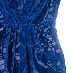 Pre Owned Tadashi Shoji Blue Devore Gown XL