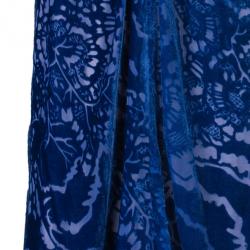 Pre Owned Tadashi Shoji Blue Devore Gown XL