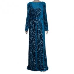 Pre Owned Tadashi Shoji Velvet Printed Dress M