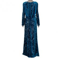 Pre Owned Tadashi Shoji Velvet Printed Dress M