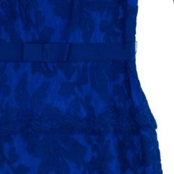 Pre Owned Tadashi Shoji Electric Blue Lace Gown S