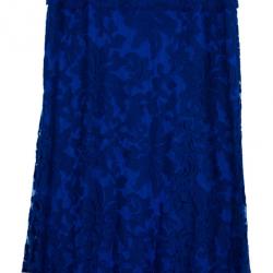 Pre Owned Tadashi Shoji Electric Blue Lace Gown S