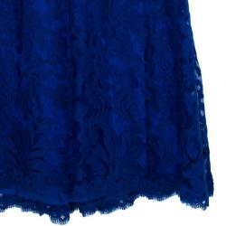 Pre Owned Tadashi Shoji Electric Blue Lace Gown S