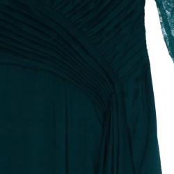 Pre Owned Tadashi Shoji Lace Pleated Gown L