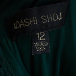 Pre Owned Tadashi Shoji Lace Pleated Gown L