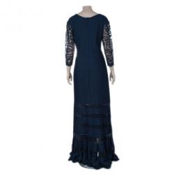 Pre Owned Tadashi Shoji Lace Embroidered Bandage Gown L