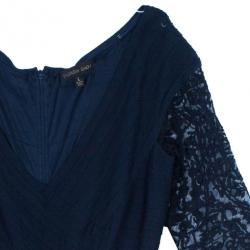 Pre Owned Tadashi Shoji Lace Embroidered Bandage Gown L