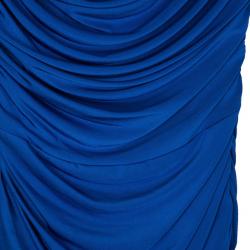 Pre Owned Tadashi Shoji Royal Blue Ruched Dress S