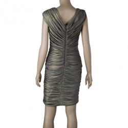 Pre Owned Tadashi Shoji Gold Embellished Dress S