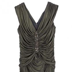 Pre Owned Tadashi Shoji Gold Embellished Dress S