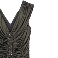 Pre Owned Tadashi Shoji Gold Embellished Dress S