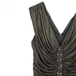 Pre Owned Tadashi Shoji Gold Embellished Dress S