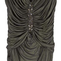 Pre Owned Tadashi Shoji Gold Embellished Dress S