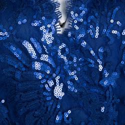 Tadashi Shoji Lapis Blue Sequin Embellished Ribbon Panel Detail Gown XL