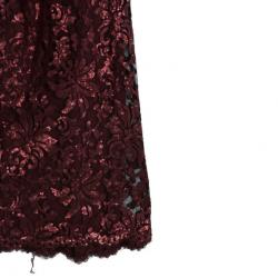 Pre Owned Tadashi Shoji Lace Sequin Gown L