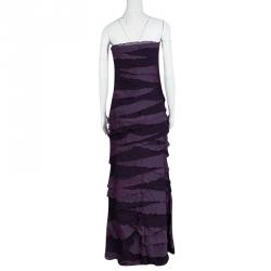 Tadashi Shoji Purple Silk Ruffle Layered Strapless Gown XL