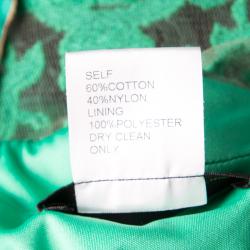 Pre Owned Tadashi Shoji Green Floral Embroidered Boat Neck Sheath Dress S