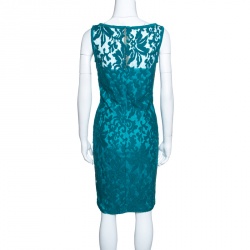 Tadashi Shoji Emerald Green Tulle Floral Embroidered Sleeveless Dress S