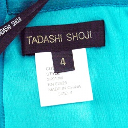 Tadashi Shoji Emerald Green Tulle Floral Embroidered Sleeveless Dress S