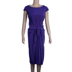 Pre Owned Tadashi Shoji Gathered Silk Dress L