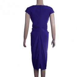 Pre Owned Tadashi Shoji Gathered Silk Dress L