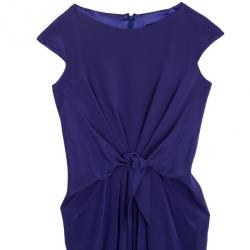 Pre Owned Tadashi Shoji Gathered Silk Dress L