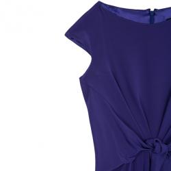 Pre Owned Tadashi Shoji Gathered Silk Dress L