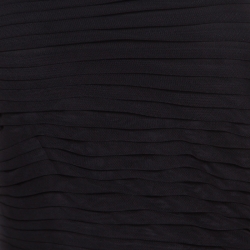 مملوكة مسبقًا Tadashi Shoji Black Ruched Sunburt Draped Skirt Detail Evening Gown L