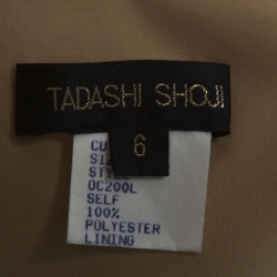 Pre Owned Tadashi Shoji Beige Chiffon and Tulle Floral Ruffle Applique Strapless Gown M 