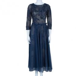 مملوكة مسبقًا Tadashi Shoji Teal Lace Embellished Dress S