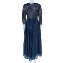 مملوكة مسبقًا Tadashi Shoji Teal Lace Embellished Dress S