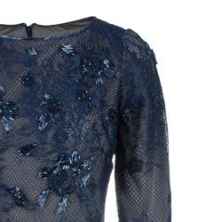 مملوكة مسبقًا Tadashi Shoji Teal Lace Embellished Dress S