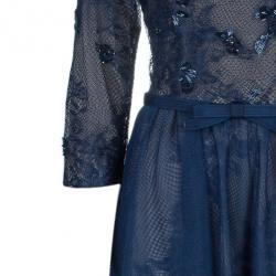 مملوكة مسبقًا Tadashi Shoji Teal Lace Embellished Dress S