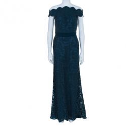 مملوكة مسبقًا  Tadashi Shoji Teal Scallop Lace Gown M
