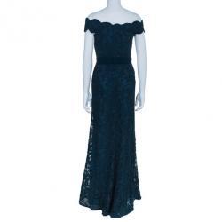 مملوكة مسبقًا  Tadashi Shoji Teal Scallop Lace Gown M