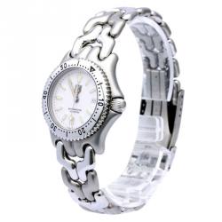 Pre Owned Tag Heuer White Stainless Steel Professional Women's Wristwatch 28MM 