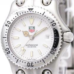 Pre Owned Tag Heuer White Stainless Steel Professional Women's Wristwatch 28MM 