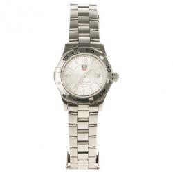 Pre Owned Tag Heuer White Stainless Steel Aquaracer Women's Wristwatch 29MM