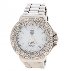 Pre Owned Tag Heuer White Stainless Steel Formula 1 WAC1215.FC6219 Women's Wristwatch 35.5MM