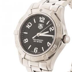 Pre Owned Tag Heuer Black Stainless Steel Aquaracer WAF1310.BA0817 Women's Wristwatch 32 mm