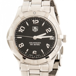 Pre Owned Tag Heuer Black Stainless Steel Aquaracer WAF1310.BA0817 Women's Wristwatch 32 mm