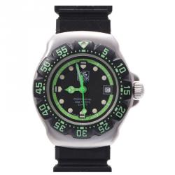 Pre Owned Tag Heuer Black/Green Stainless Steel Professional 200M WA1415 Women's Wristwatch 27 MM