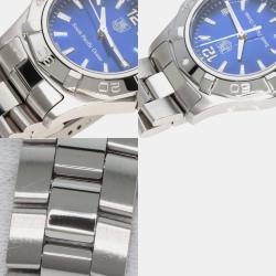 Tag Heuer Blue Stainless Steel Aquaracer WAF141P Quartz Women's Wristwatch 34 mm