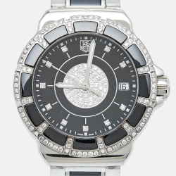 Tag Heuer Black Ceramic Diamond Stainless Steel Formula 1 WAH1219.BA0859 Women's Wristwatch 37 mm 