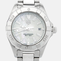 Pre Owned Tag Heuer Mother of Pearl Stainless Steel Aquaracer WBD1411.BA0741 Women's Wristwatch 27 mm