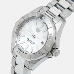 Pre Owned Tag Heuer Mother of Pearl Stainless Steel Aquaracer WBD1411.BA0741 Women's Wristwatch 27 mm