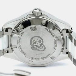 Pre Owned Tag Heuer White Stainless Steel Aquaracer Quartz Women's Wristwatch 35 mm