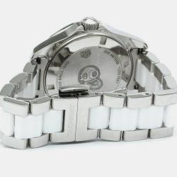 Pre Owned Tag Heuer White Stainless Steel Aquaracer Quartz Women's Wristwatch 35 mm