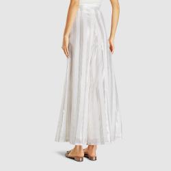 Taller Marmo White Mallorca Metallic Striped Organza Trousers Size IT 38