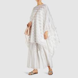 Taller Marmo White Mallorca Metallic Striped Organza Trousers Size IT 38